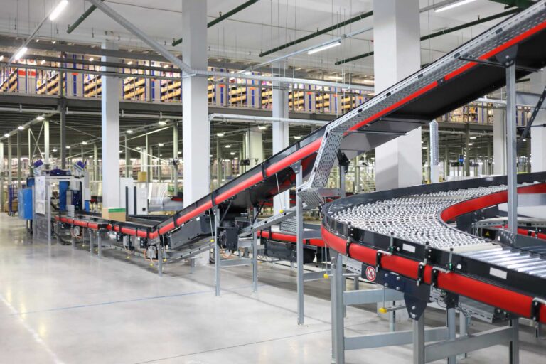 Inside a factory with conveyor belts